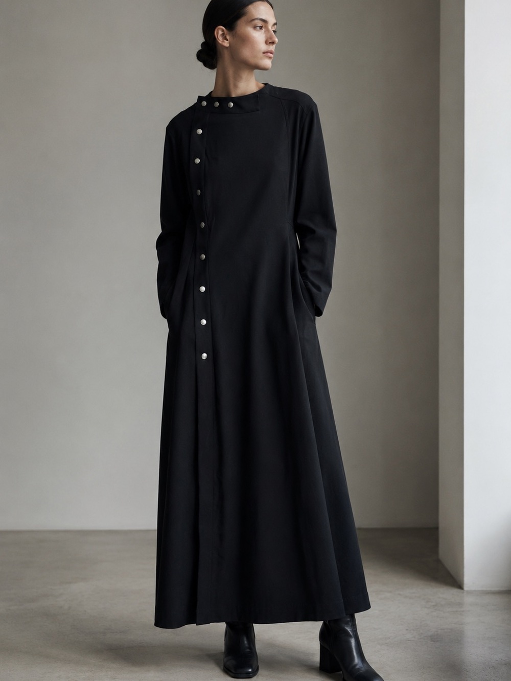 Yohji Yamamoto Vintage Black Convertible Long Coat Maxi Dress NWT Size Small - Picture 2 of 16